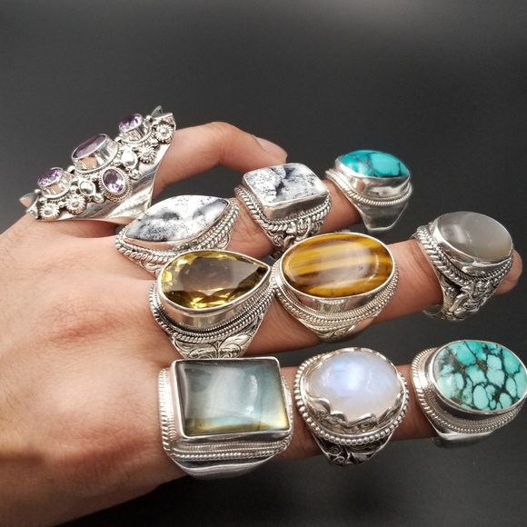 Handmade Sterling Silver Rings Authentic Stones - Picture 6 of 8